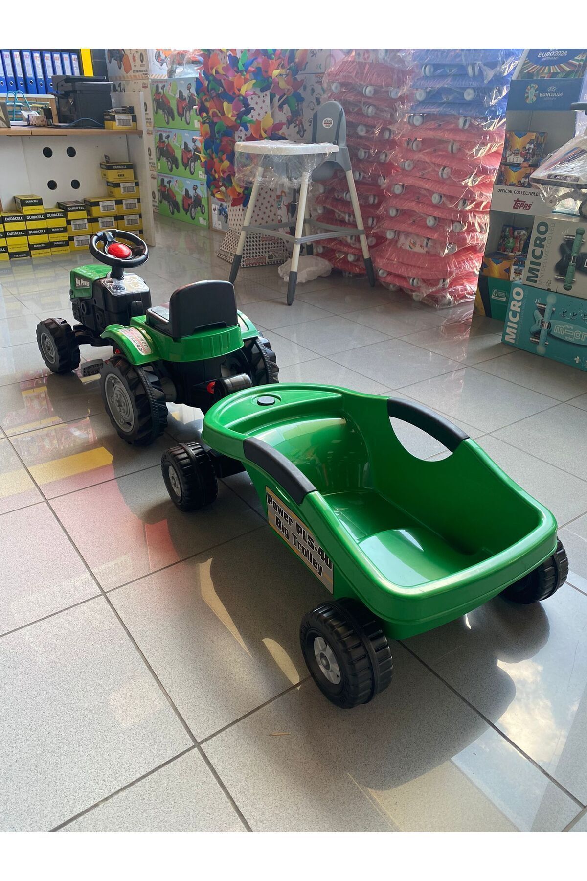 تراکتور بزرگ چرخ دستی با تریلر پدال فعال (سبز)