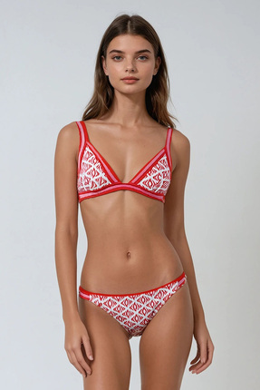 Koma Desenli Üçgen Bikini Takımı Image 0