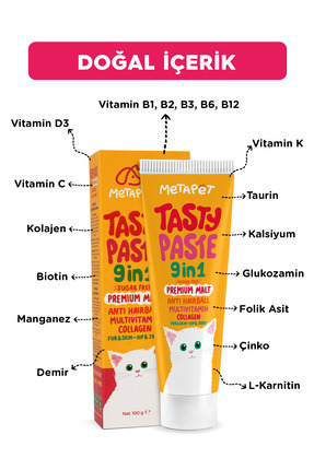 Kediler için 9in1 MultiVitamini Macunu, Tüy Eklem Glukozamin Yavru Sağlığı Destekleyici Malt 100ML Image 5
