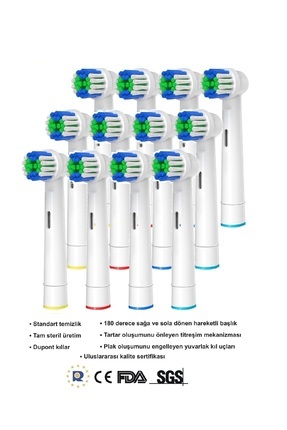 Oral B ve Braun Uyumlu Şarjlı Ve Pilli Diş Fırça Yedek Başlığı Orta Sert 12 li Set Ağız Bakım Image 0