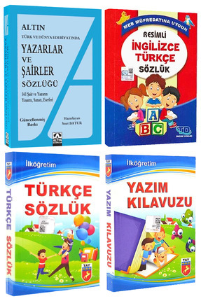Yazarlar ve Şairler Sözlüğü+Resimli İngilizce Türkçe Sözlük+İlköğretim Türkçe Sözlük+Yazım Kılavuzu Image 0
