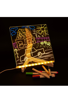 20x20 Cm Led Neon Işıklı Şeffaf Yazı Tahtası Seti Image 0