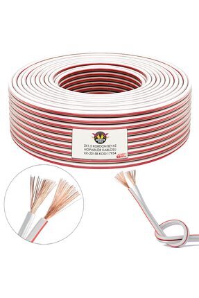 Hoparlör Kablosu Kordon 2X1.5 Zayıf Akım Led Kablosu Beyaz 5 Metre Image 0