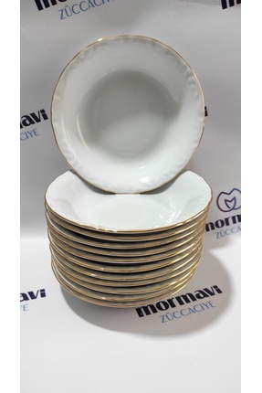 Porselen Çukur Yemek Tabak 12'li Altın Yaldızlı 19 Cm Image 1