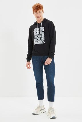 TRENDYOL MAN Lacivert Erkek Tırmık Destroylu Slim Cropped Jeans TMNSS21JE0203