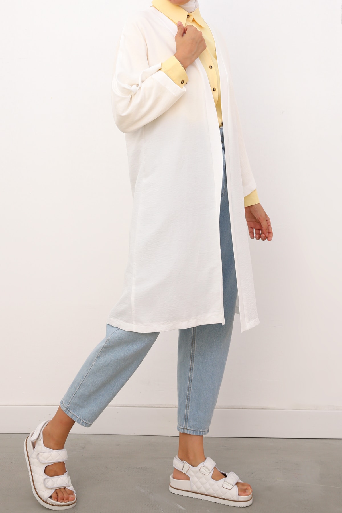 Ekrumoda Beyaz Ayrobin Salaş Kimono