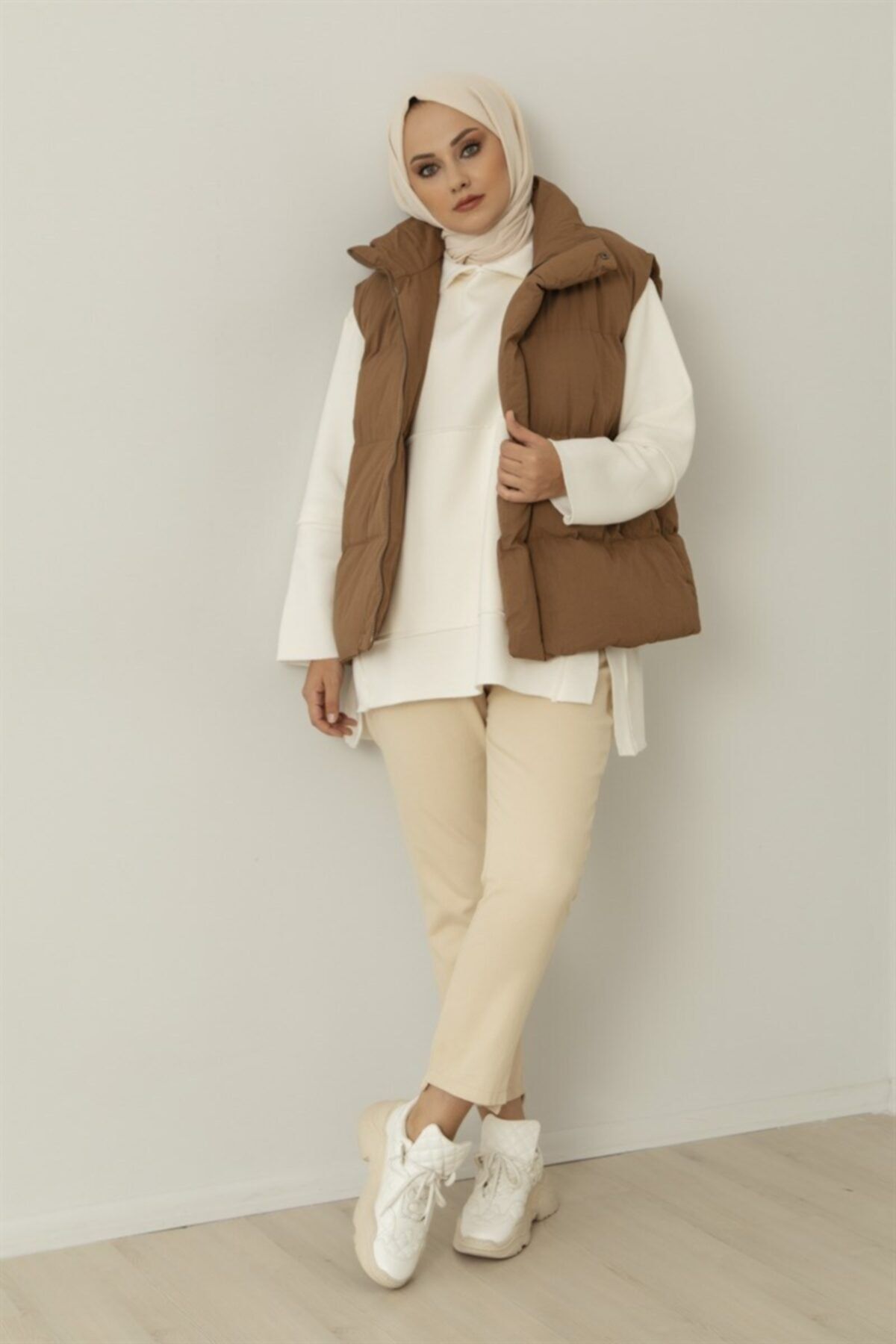 Meri Store Oversize Kahve Şişme Yelek