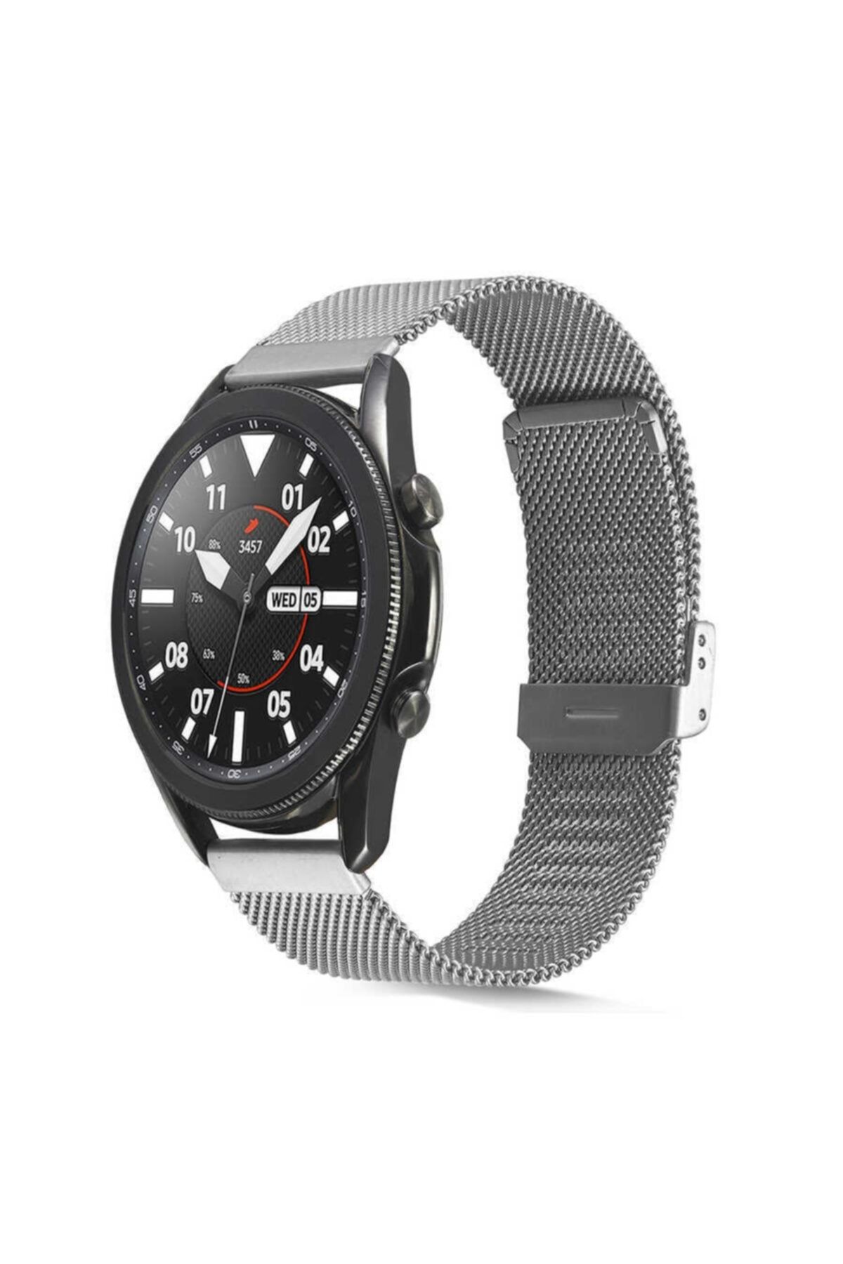 Huawei Watch 3 / Watch 3 Pro Uyumlu Çelik Tel Örgü Tasarım Hasır Metal Kordon 46mm