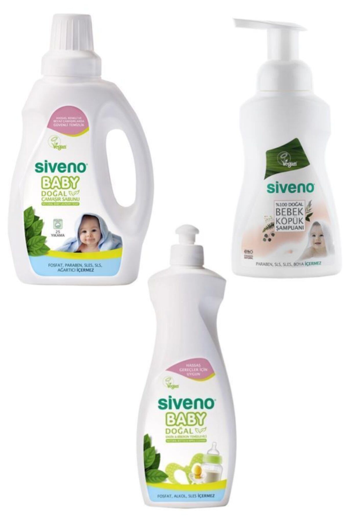 Siveno Bebek Çamaşır Sabunu 750ml Biberon Tem. 500ml Şamp. 250ml
