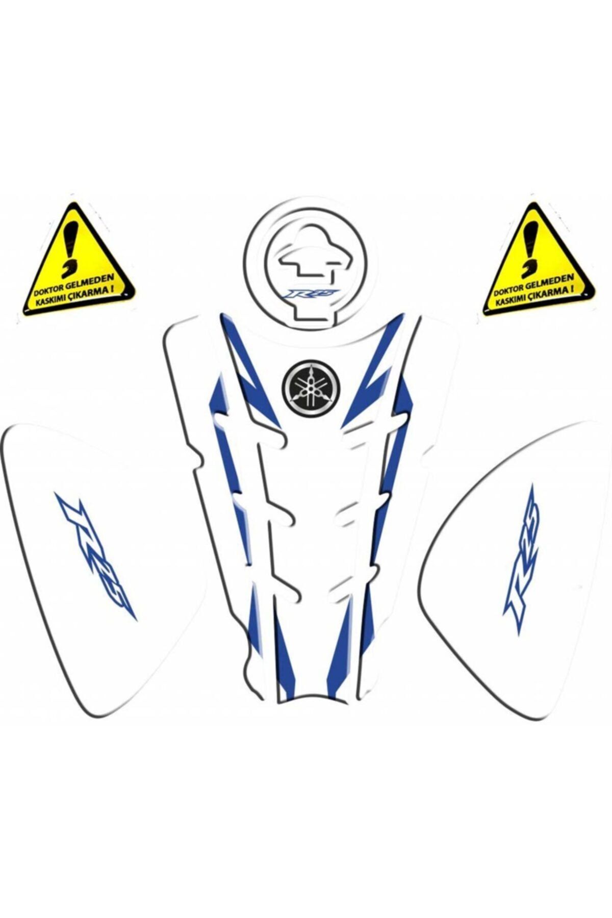 Redline Grafik Yamaha R25 Tank Pad Set Depo Kapağı Ve Yan Pad Mavi - Beyaz