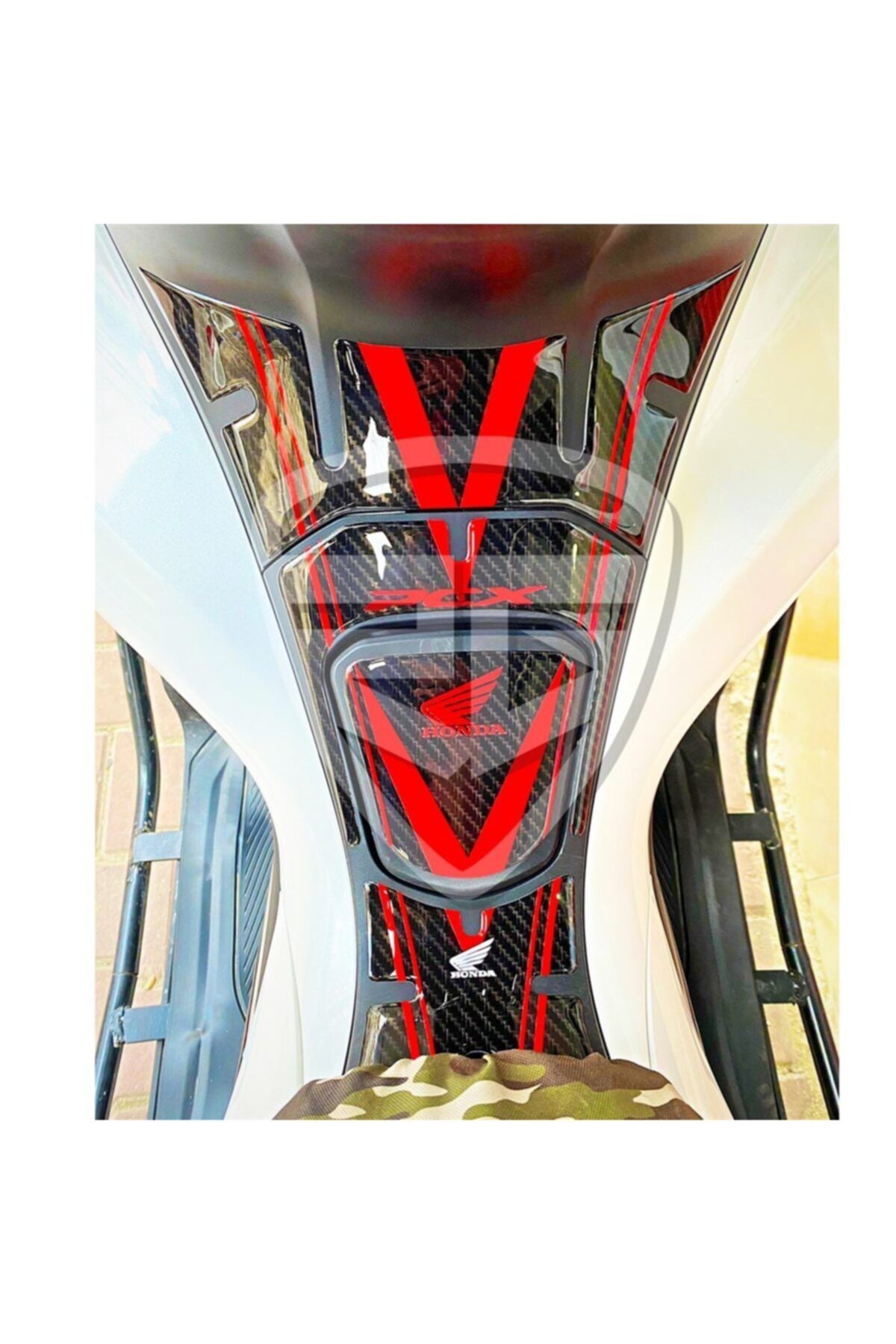 Redline Grafik Pcx 2018-20 Tank Pad Kırmızı Siyah Karbon 11 Parça