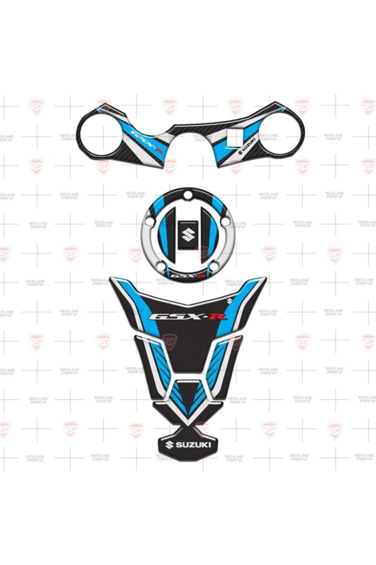 Redline Grafik Suzuki Gsx-r Gsxr 600 750 2006-2017 Special Ice Blue Karbon Tank Pad Depo Kapak Gidon Pad Set
