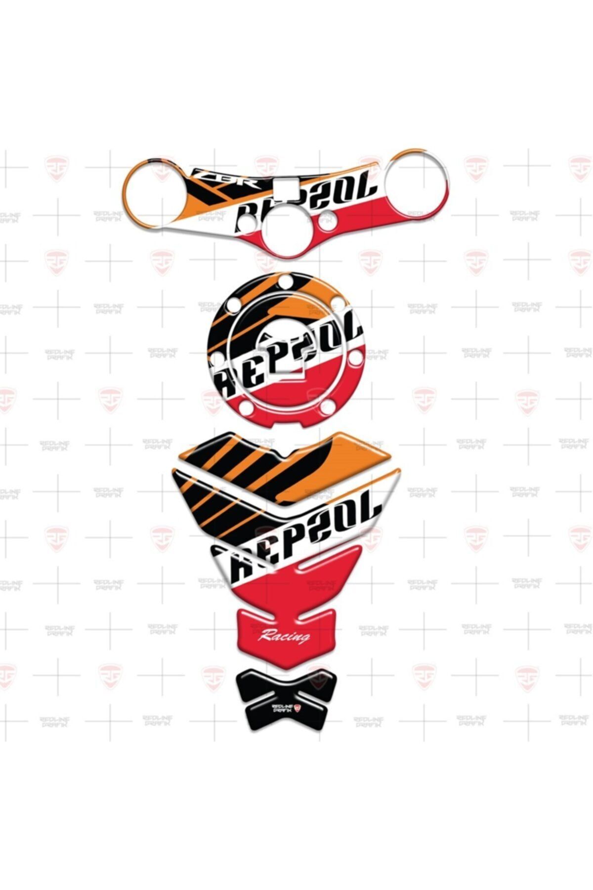 Redline Grafik Honda Repsol 1000rr 2008 - 2013 Depo Kapak Gidon Pad Set 3'lü Set
