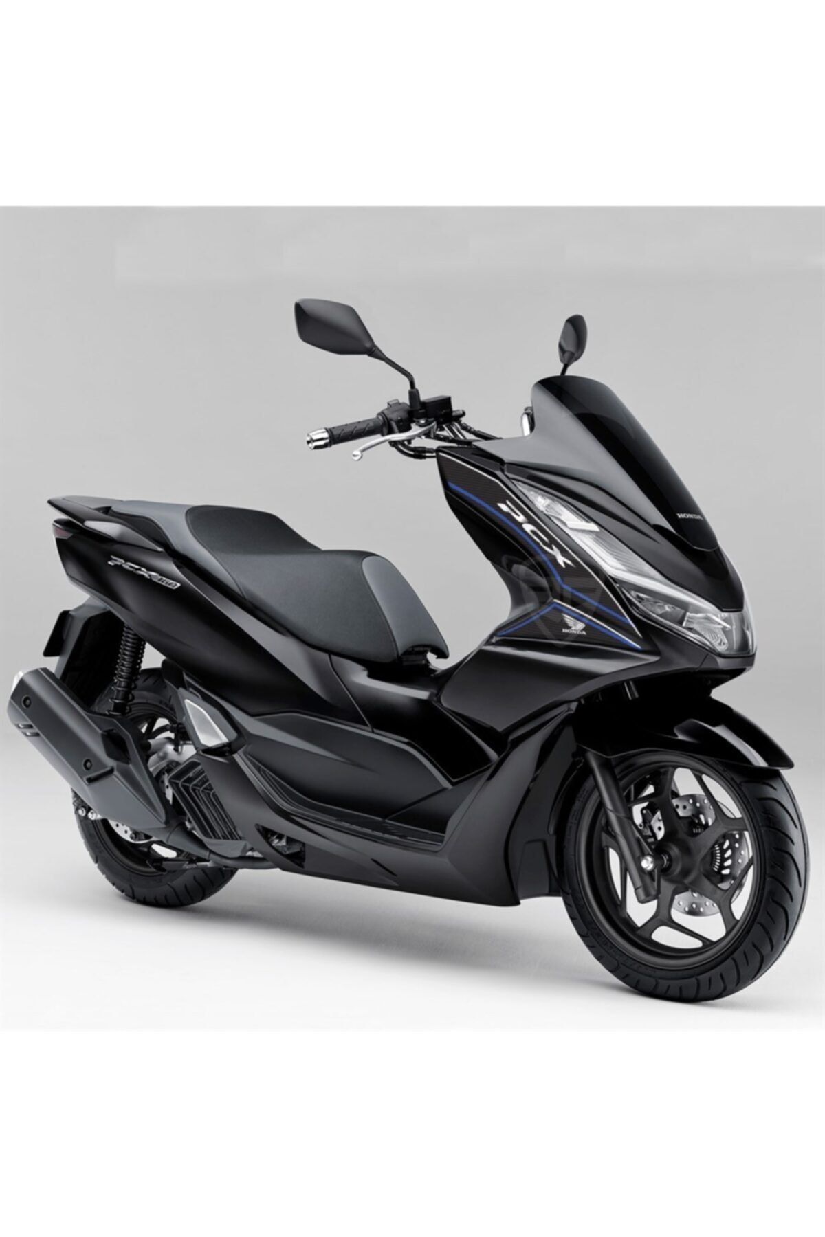 Redline Grafik Honda Pcx 125 2021 Siyah Motosiklet Için Karbon Desen Mavi Kafa Grenaj Pad