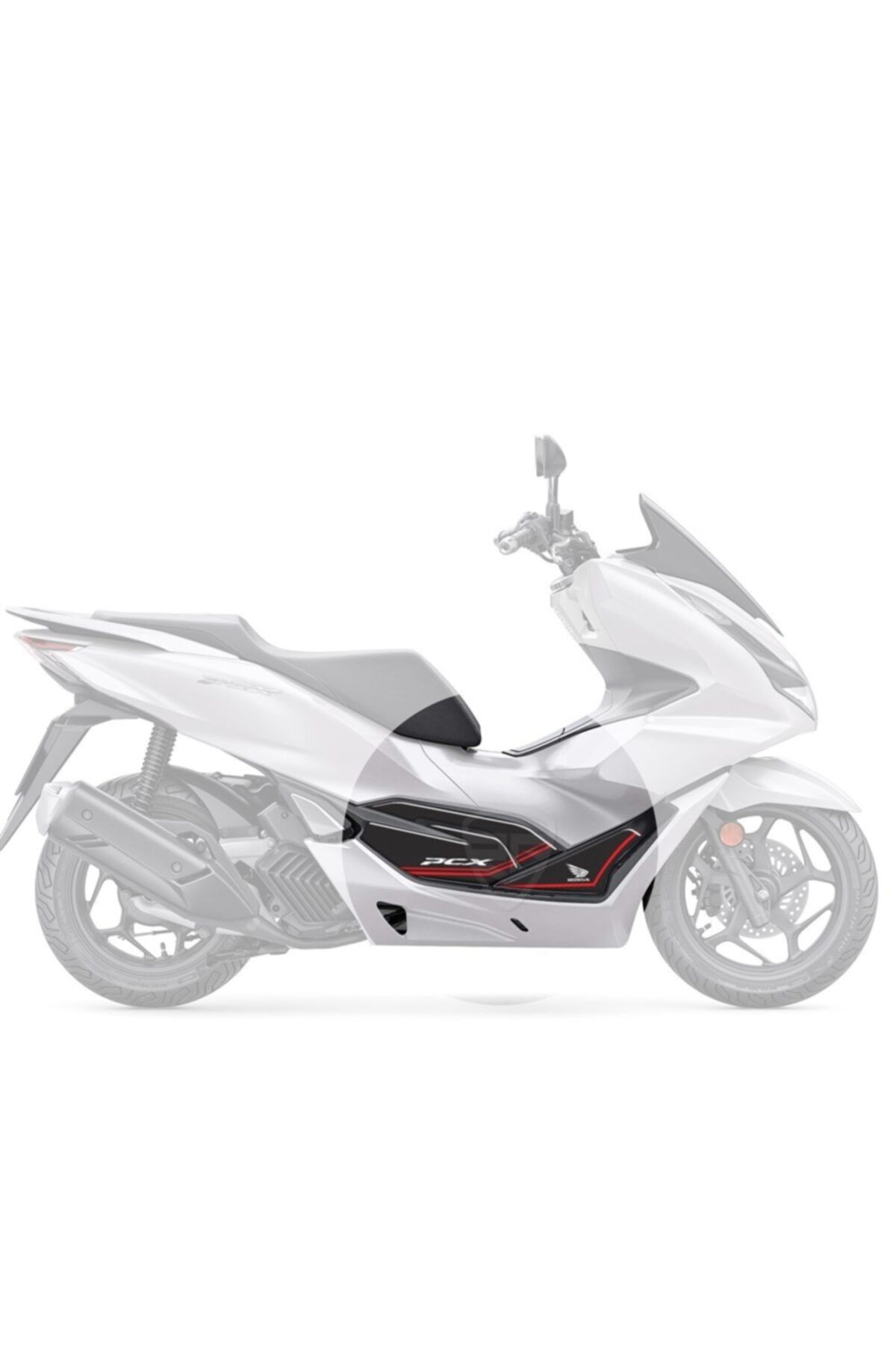 Redline Grafik Honda Pcx 125 2021 Beyaz Motosiklet Için Karbon Desen Kırmızı Yan Pad