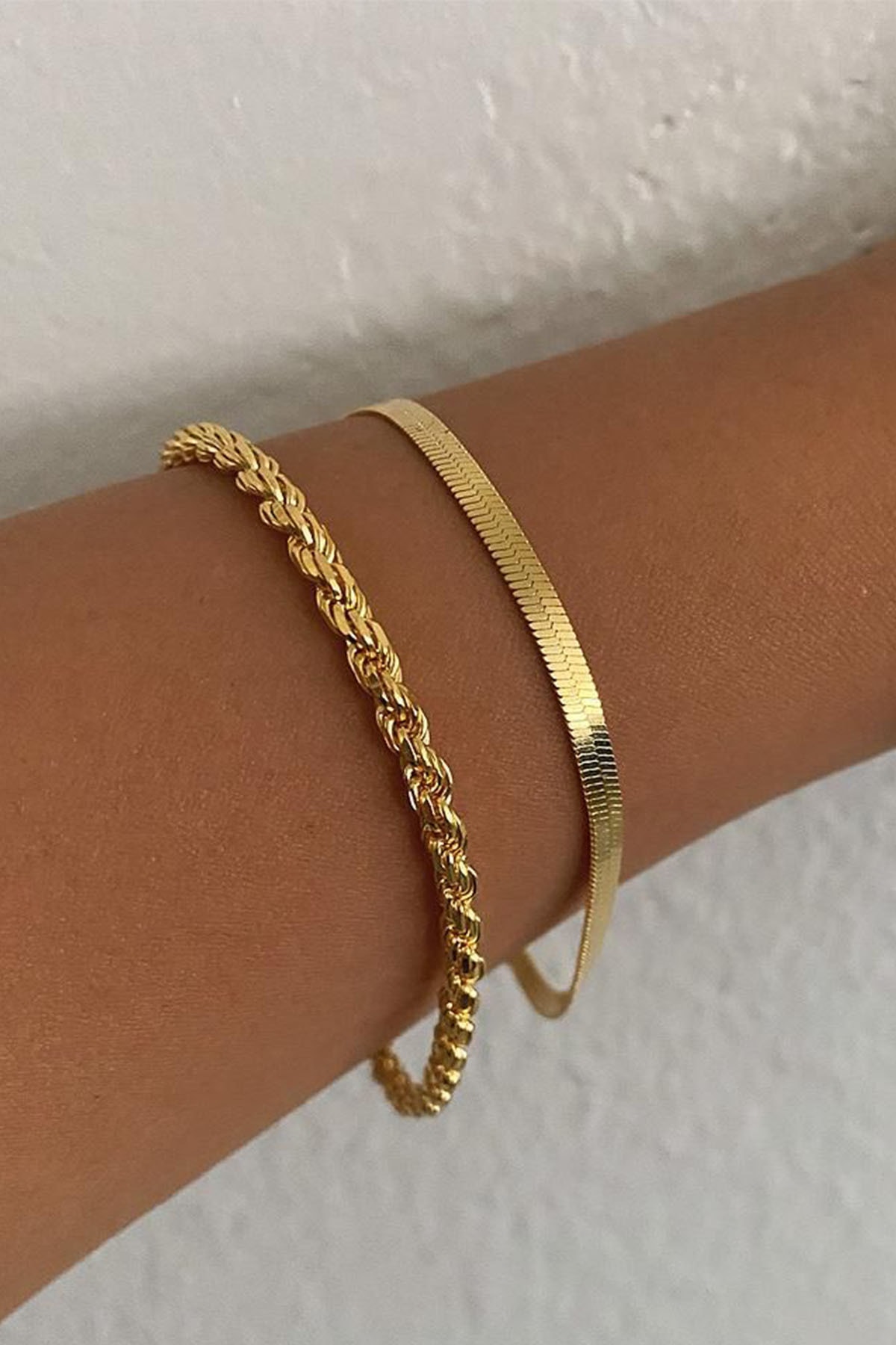 Elika Silver Kadın Altın Kaplama Burgu Ve Italyan Zincir 925 Ayar Gümüş Bileklik