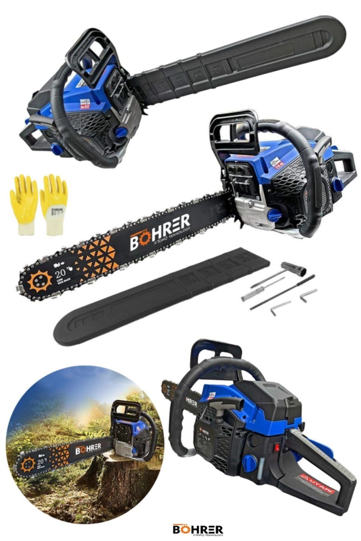 BÖHRER 6001 Benzinli Testere Ağaç Odun Dal Kesme Makinesi Motorlu Testere Orman Motoru Bh-6001