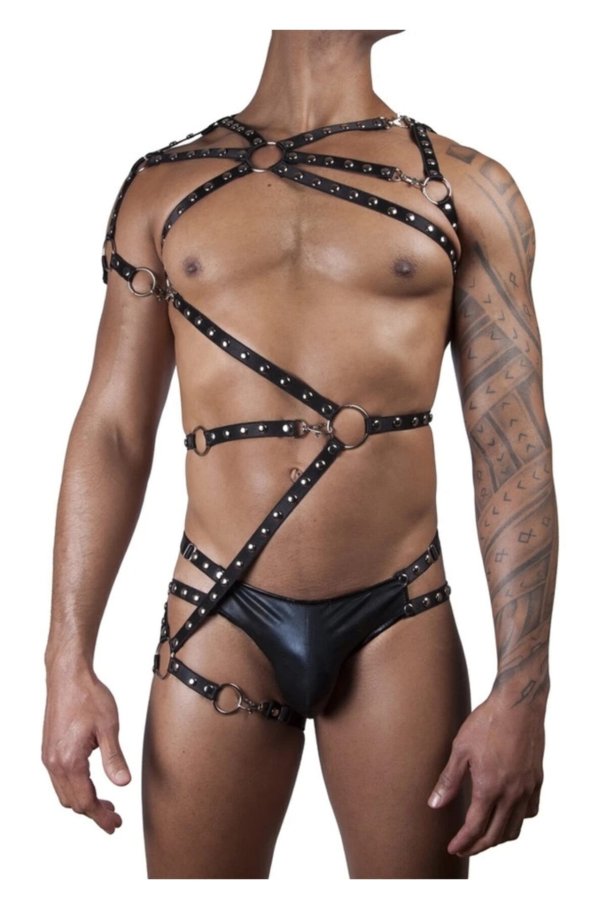 The She Deri İç Giyim Erkek Fantazi Giyim Lastik Harness - Apftm65