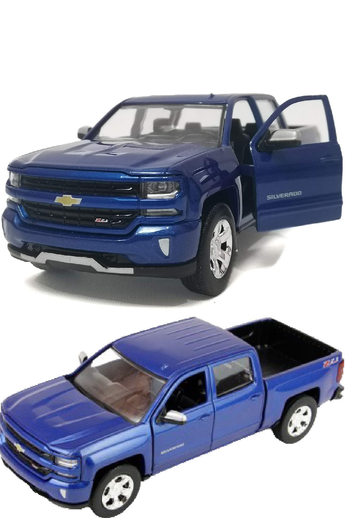 LABİRENTMARKET Motormax 2017 Chevy Silverado Mavi Metal Model Araba 1:24 Ölçekli Açılabilen Kapı Bagaj