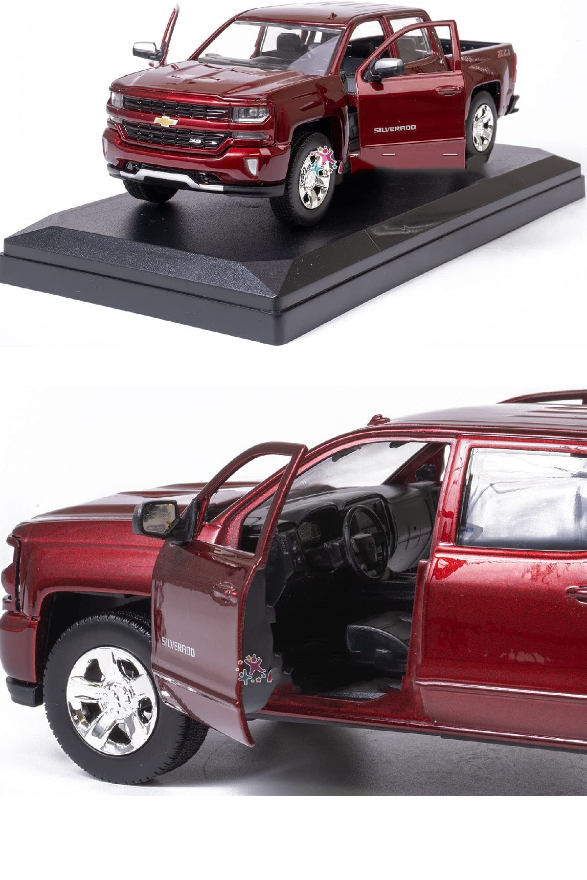 LABİRENTMARKET Motormax 2017 Chevy Silverado Kırmızı Metal Model Araba 1:24 Ölçekli Açılabilen Kapı Bagaj