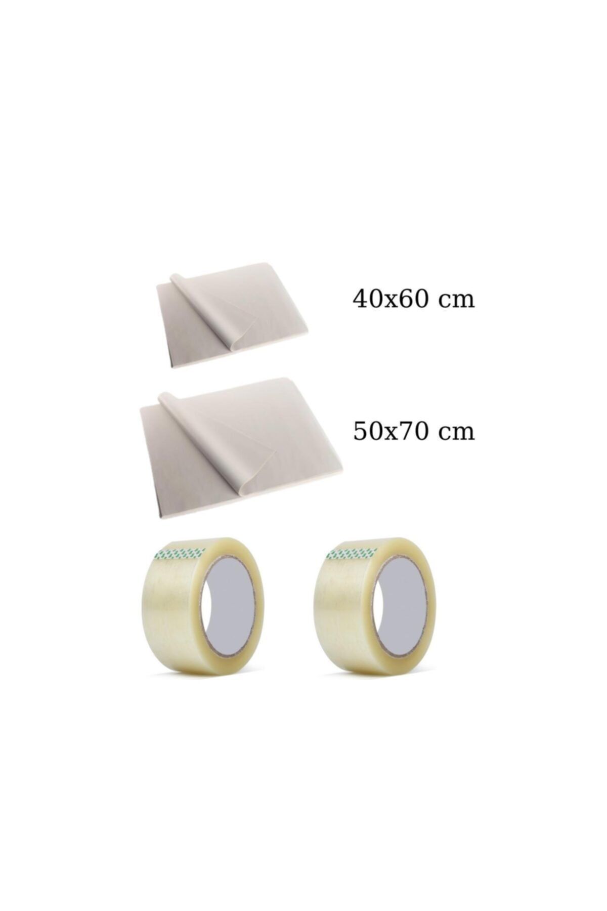 İhtiyaç Limanı Tabak Bardak Sarma Taşınma Paketleme Ambalaj Kağıtı 50x70+40x60 100'er Adet+koli Bandı 2 Adet