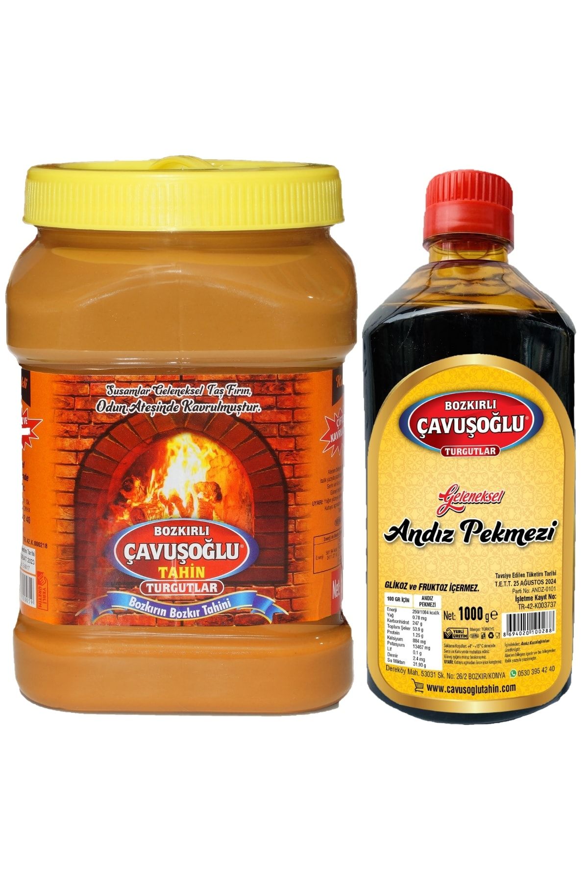 Bozkırlı Çavuşoğlu Odun Ateşinde Kepekli Bozkır Tahini 930g + Andız Pekmezi 1000g