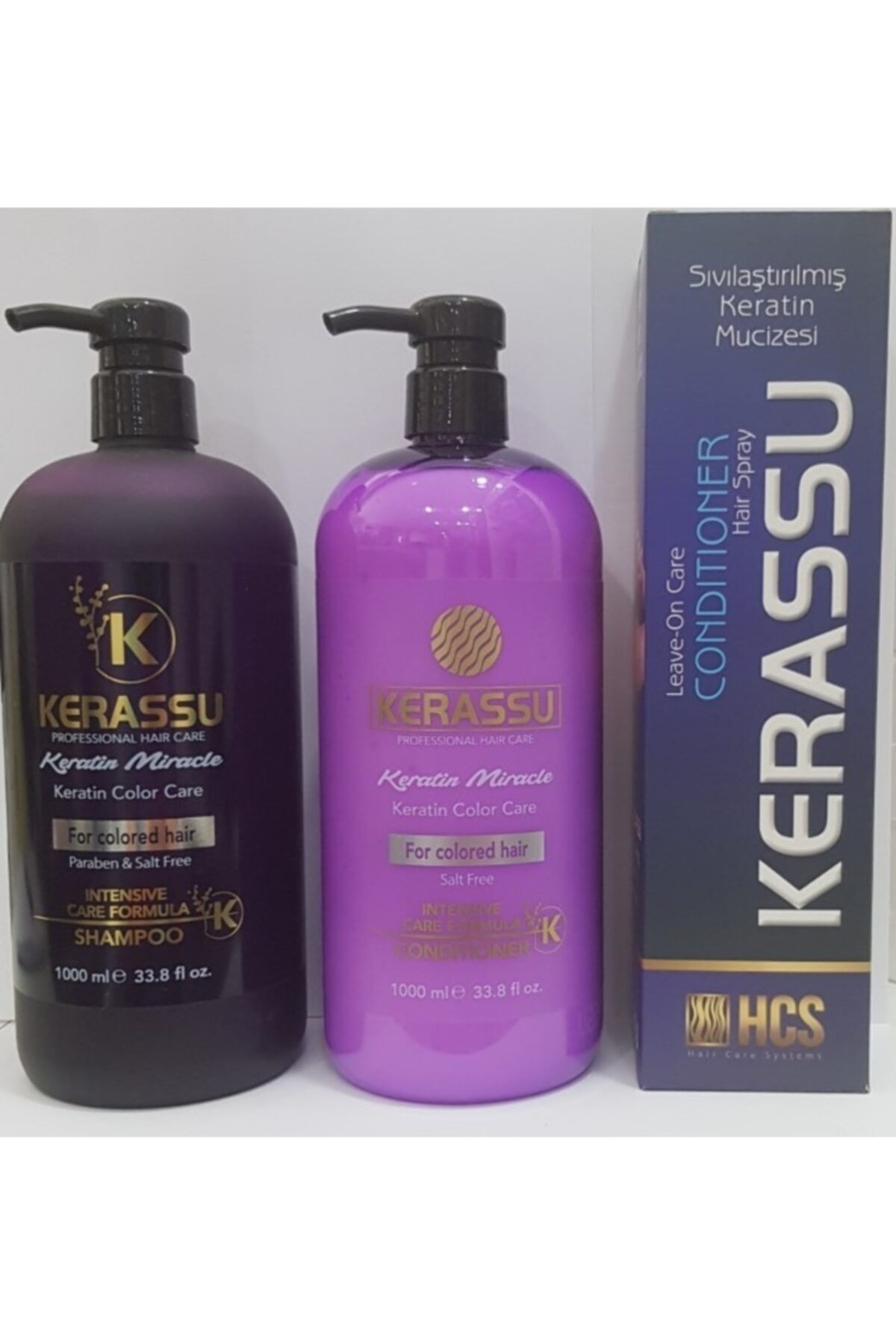 KERASSU Keratin Miracle Colored Saç Kremi 1000 Ml+ 1000 Ml Şampuan + Keratin Sütü 400ml