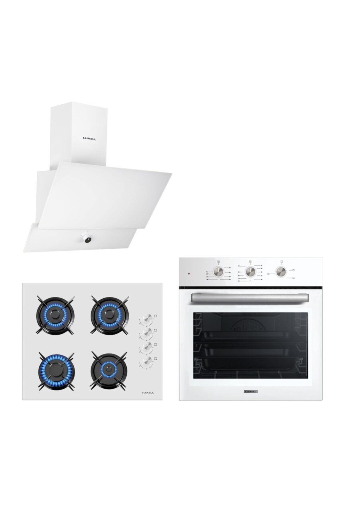 Luxell 21-1 White Still Button 3lü Ankastre Set