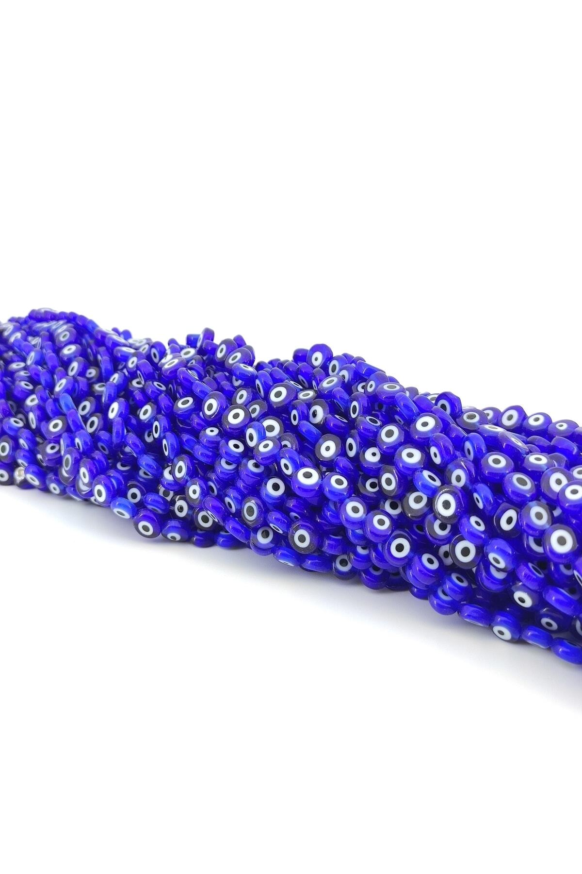 Selvi Konsept Yassı Cam Nazar Boncuğu Lacivert 8 Mm