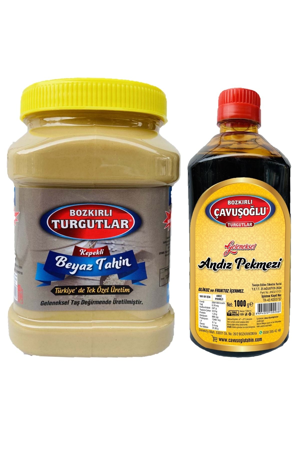 Bozkırlı Çavuşoğlu Kepekli Beyaz Tahin 930g Özel Üretim Türkiye De Tek + Andız Pekmezi 1000g