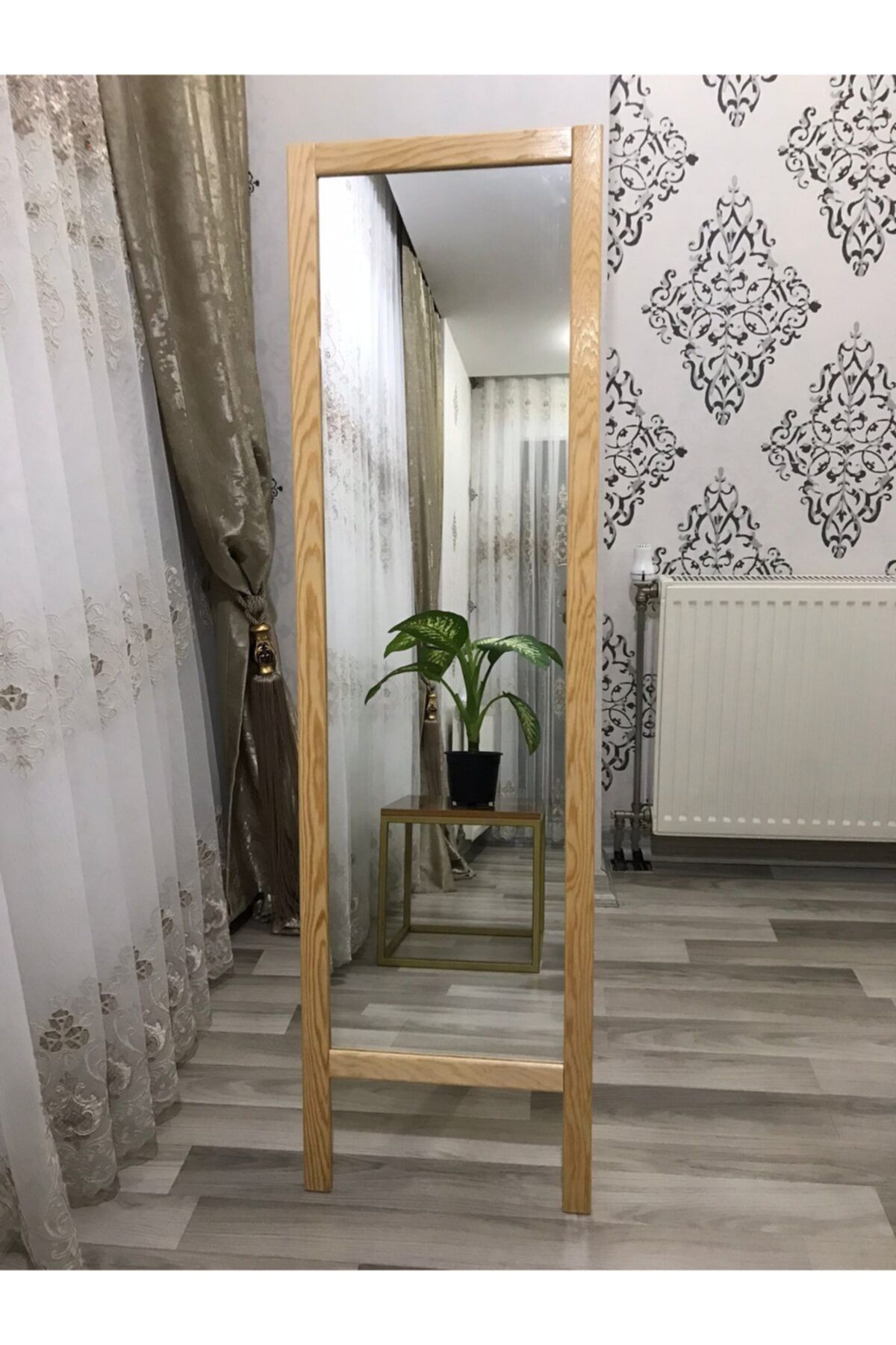EPSO Ayaklı Boy Aynası Masif Ahşap ( Vernikli Doğal Renk )