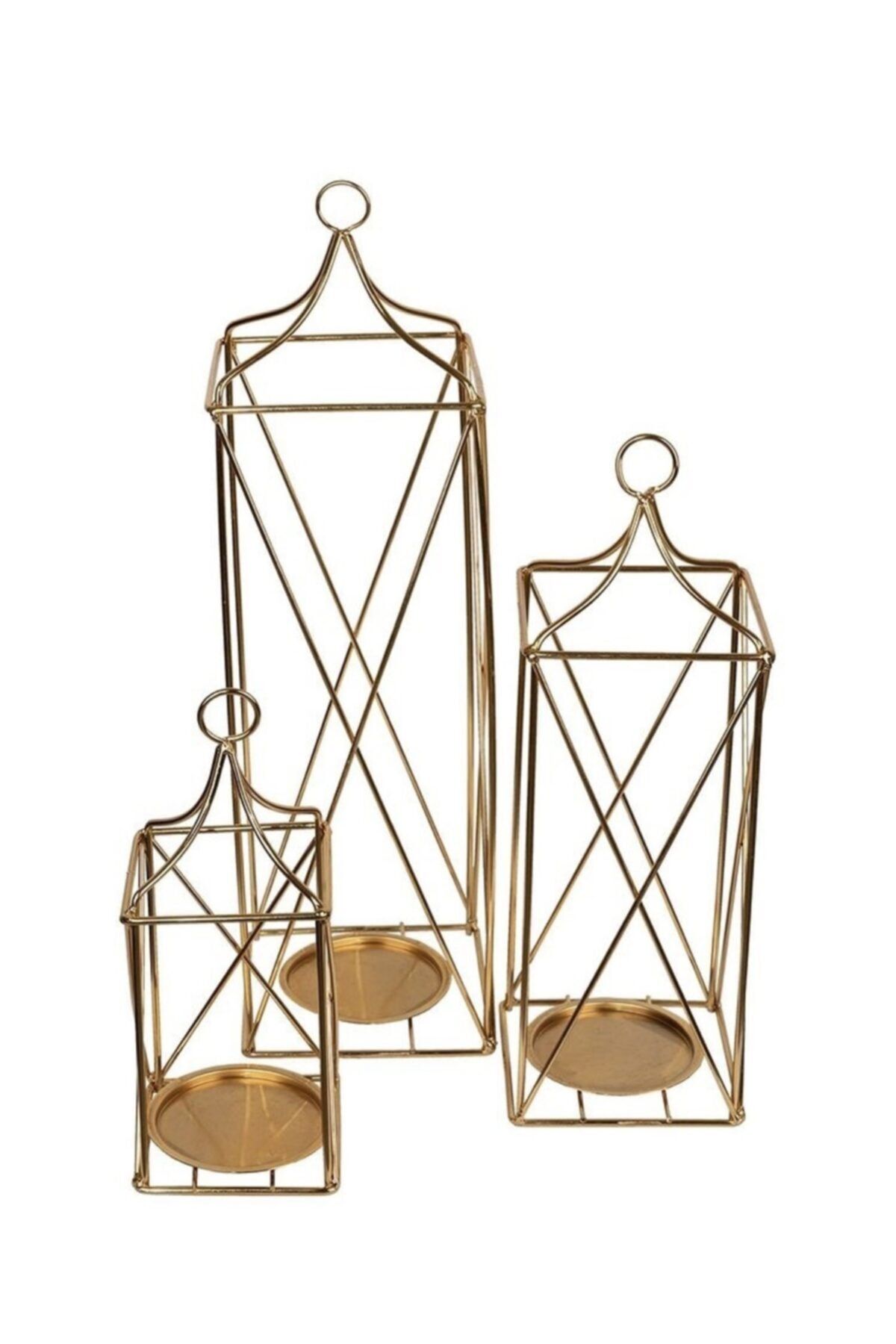 ÇİYA HOME 3lü Ferforje Mumluk Gold