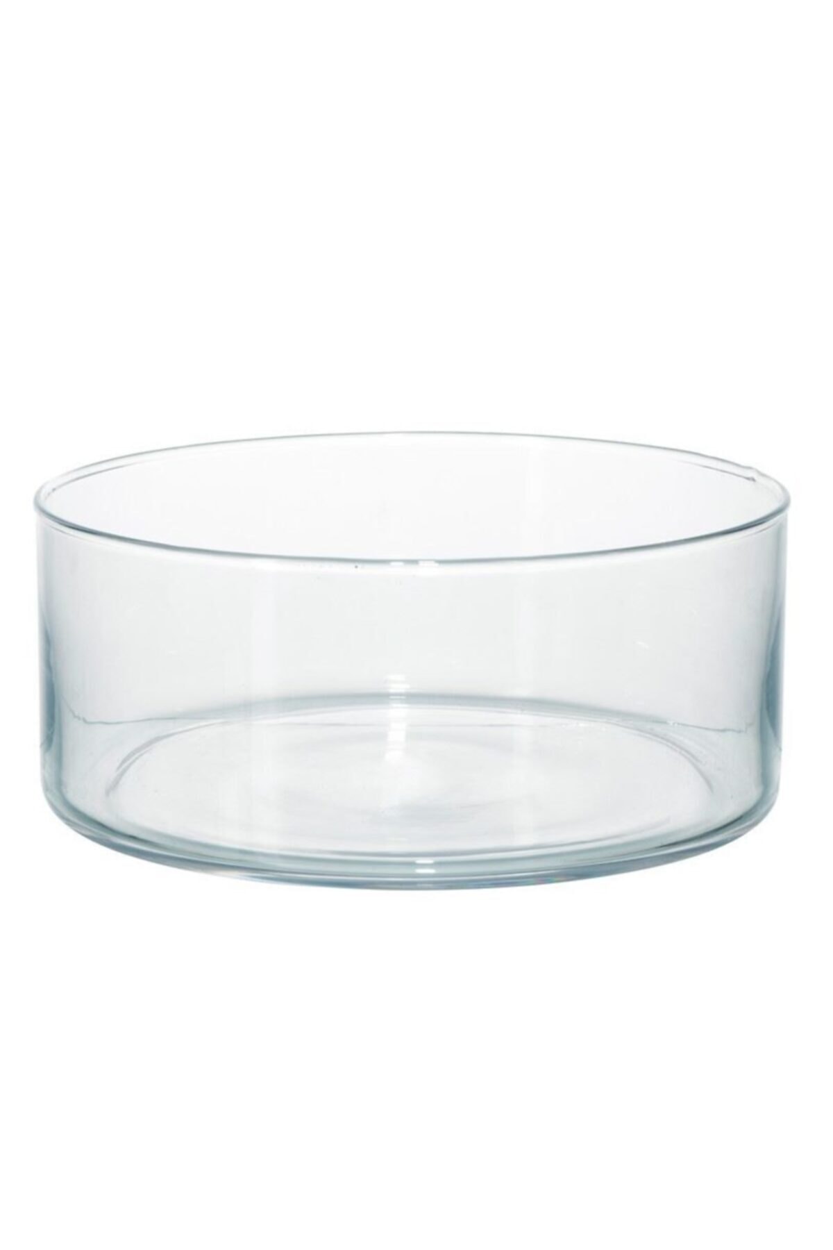 GLASSY Cam Silindir Vazo ( 15cm Çap - 10 Cm Yükseklik )