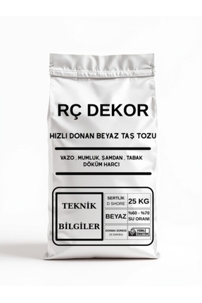 Taş Tozu - Vazo, Tepsi, Tabak, Mumluk Döküm Harcı | BEYAZ - 25 KG | Image 0