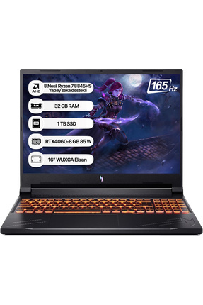 Nitro V16 Nh.qruey.005-32 R7 8845hs 32gb 1tb Ssd Rtx4060 Dos 16