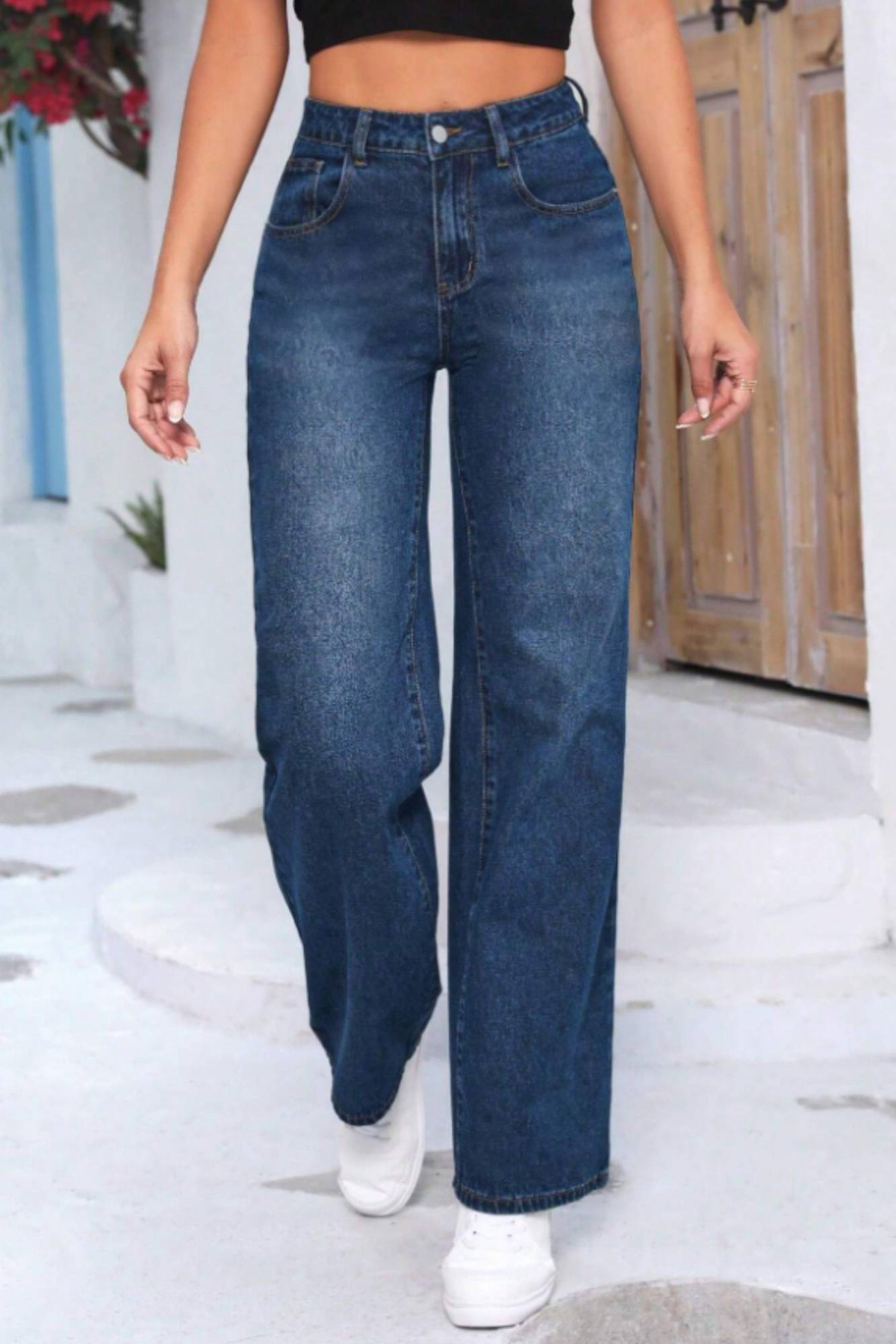 شلوار جین گاه به گاه زنانه Palazzo Jean - C602-آبی تیره