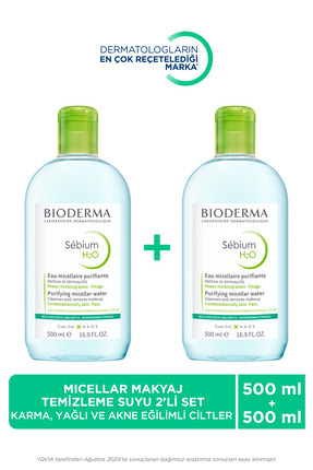 Sebium H2O Micellar Makyaj Temizleme Suyu 2'li Set Karma,Yağlı ve Akne Eğilimli Ciltler 500 ml Image 0