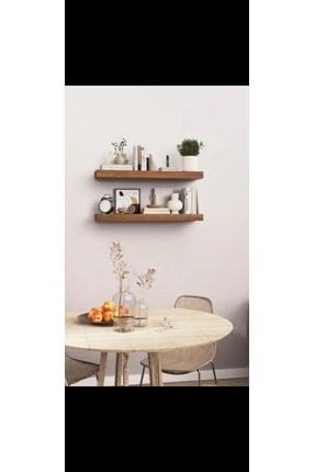 2’li Ceviz Renk Uçan Duvar Rafı – Doğal Ahşap Çam | 50x14 cm | Banyo, Mutfak ve Salon Dekorasyonu Image 0
