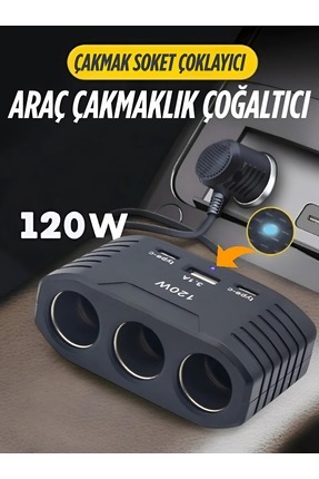 3 lü Çakmak Soketi 120W Çakmaklık Çoğaltıcı 1Usb 2Type-C Araç Şarj Cihazı Çakmak Çoklayıcı Çoğaltıcı Image 0