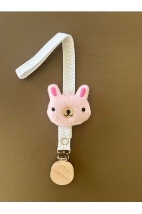 Bebek Emzik Askısı / Emzik Askılığı - Ayıcık Desenli, Pembe Renk Image 0