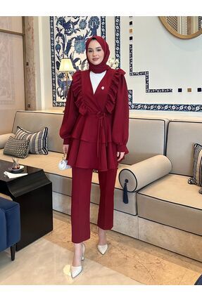 Roza İkili Takım Bordo Image 2