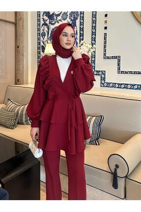 Roza İkili Takım Bordo Image 1