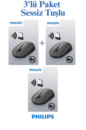 SPK7402 M402 Sessiz Wireless Kablosuz Mouse Siyah ( USB Alıcılı )- 3'Lü PAKET Image 0