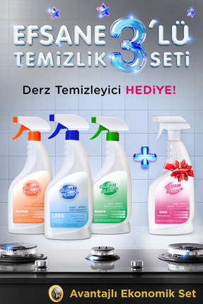 Clean Plus Efsane 3'lü Temizlik Seti Mutfak Temizleyici, Leke Çıkarıcı Ve Banyo Temizleyici Image 0