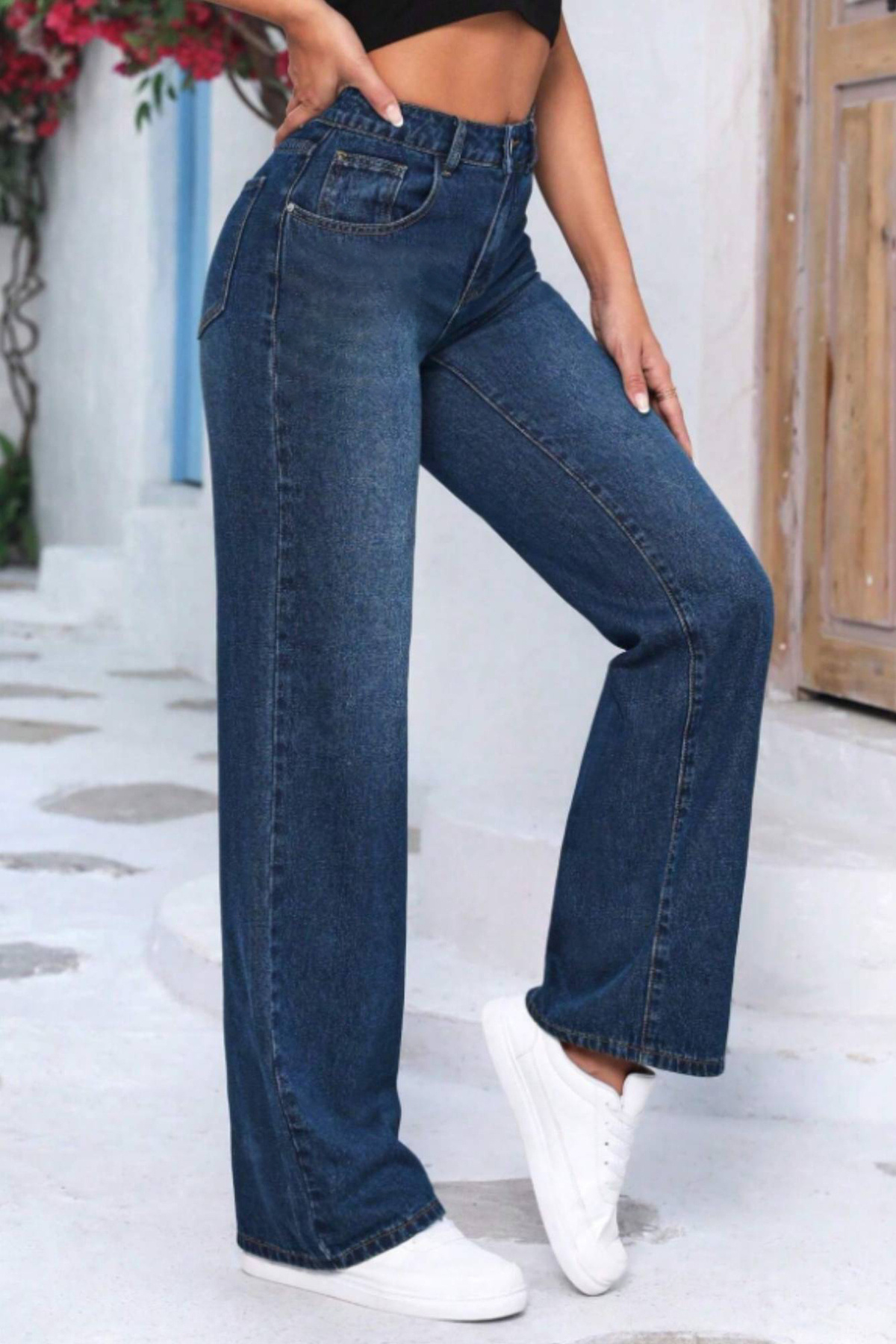 شلوار جین گاه به گاه زنانه Palazzo Jean - C602-آبی تیره