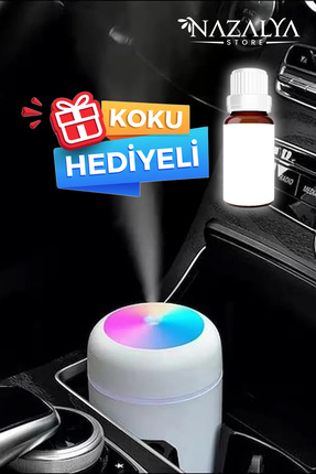 300ml Araç Içi Usb Kablolu Oto Kokusu Hava Nemlendirici Beyaz- Koku Hediyeli Image 0