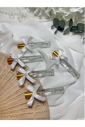 Fısfıslı Sprey Kalem Şişe İncili Kolonya Nişan,Nikah,Kına,Söz Hediyelik-10 Adet Image 0
