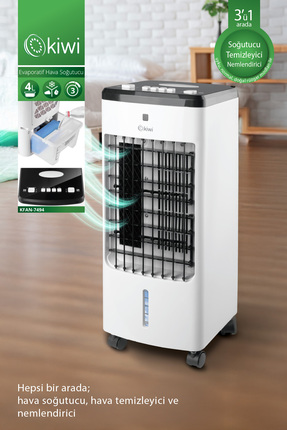 Kfan-7494 3'ü 1 Arada Hava Temizleyici, Nemlendirici Portatif Hava Soğutucu 60 Watt Image 0