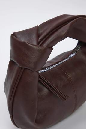 Koyu Kahverengi Kadın Mini Boy Oval Omuz Çanta TAKSS25OC00068 Image 6
