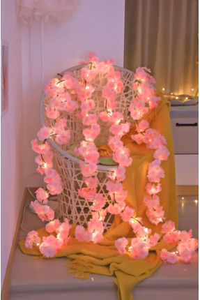 Unutma Beni Çiçeği Yapay Kiraz Çiçeği SAKURA ve 3 Metre Led Işık Seti - Yapay Çiçek Sarmaşık Image 0